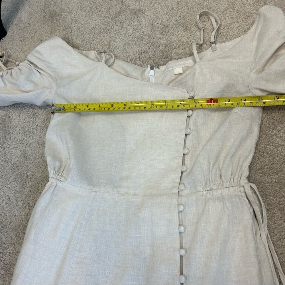 Jonathan Simkhai off the shoulder cream beige cotton and linen dress Sz XS - Picture 13 of 15